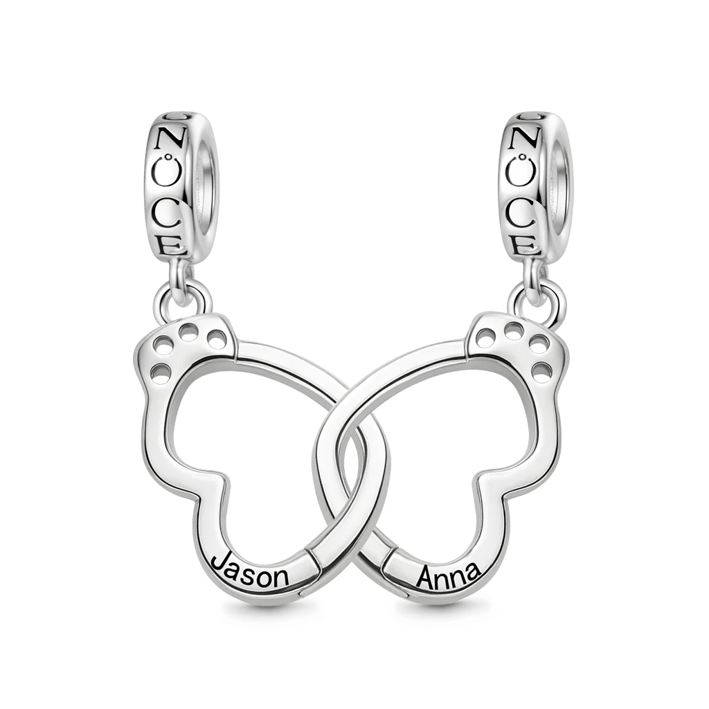 Gnoce Openable Lover's Handcuff Charm Platinum-plated Silver Blend