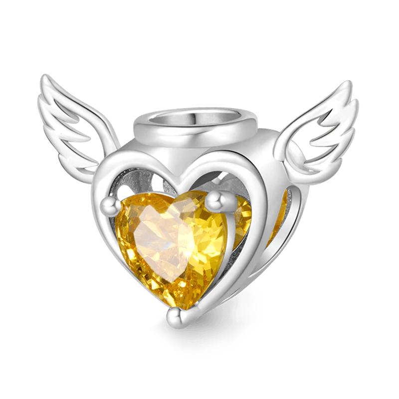 Gnoce Loving Angel Heart Birthstone Personalized Charm