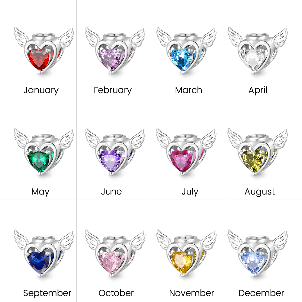 Gnoce Loving Angel Heart Birthstone Personalized Charm - Image 2