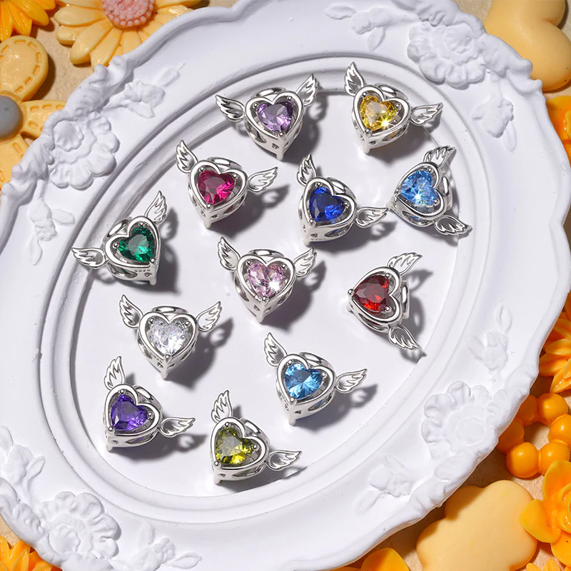 Gnoce Loving Angel Heart Birthstone Personalized Charm - Image 3
