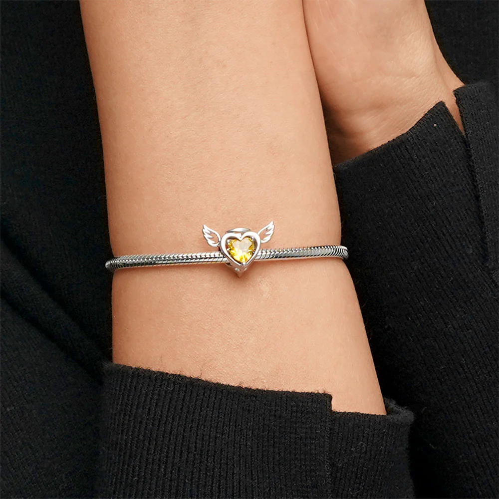 Gnoce Loving Angel Heart Birthstone Personalized Charm - Image 5