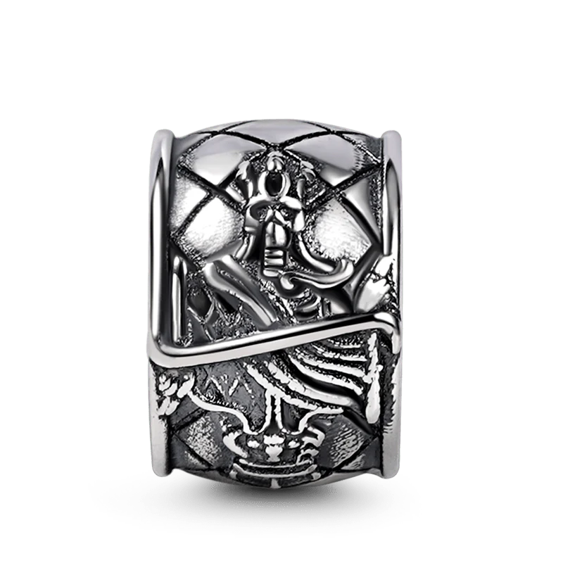 "Luck" Men's Charm Bead Sterling Siver 18K Gold Plated fit Men's Bracelet Jewelry for Men