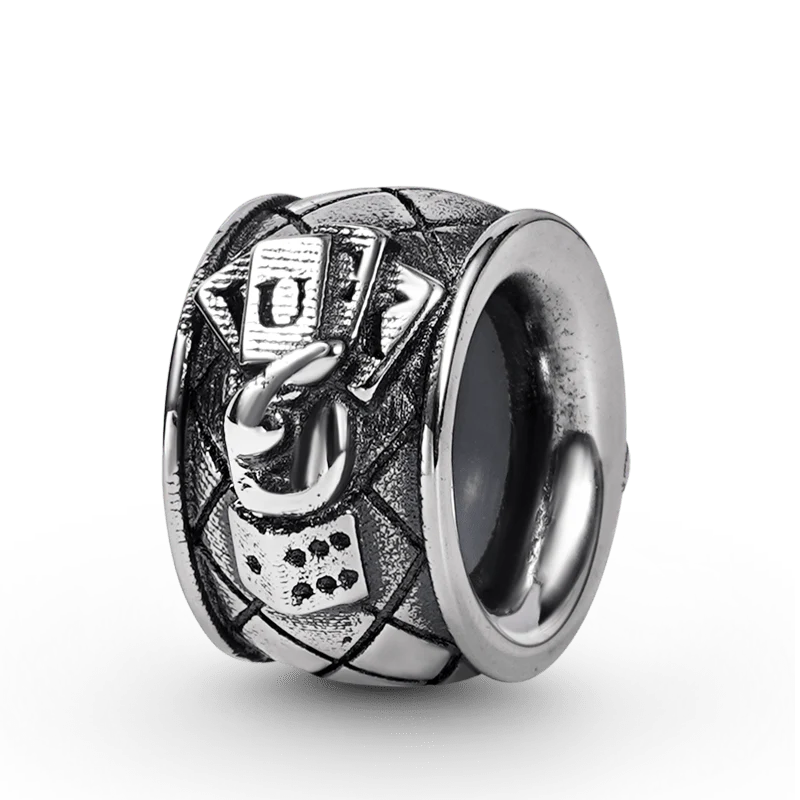 "Luck" Men's Charm Bead Sterling Siver 18K Gold Plated fit Men's Bracelet Jewelry for Men - Image 2