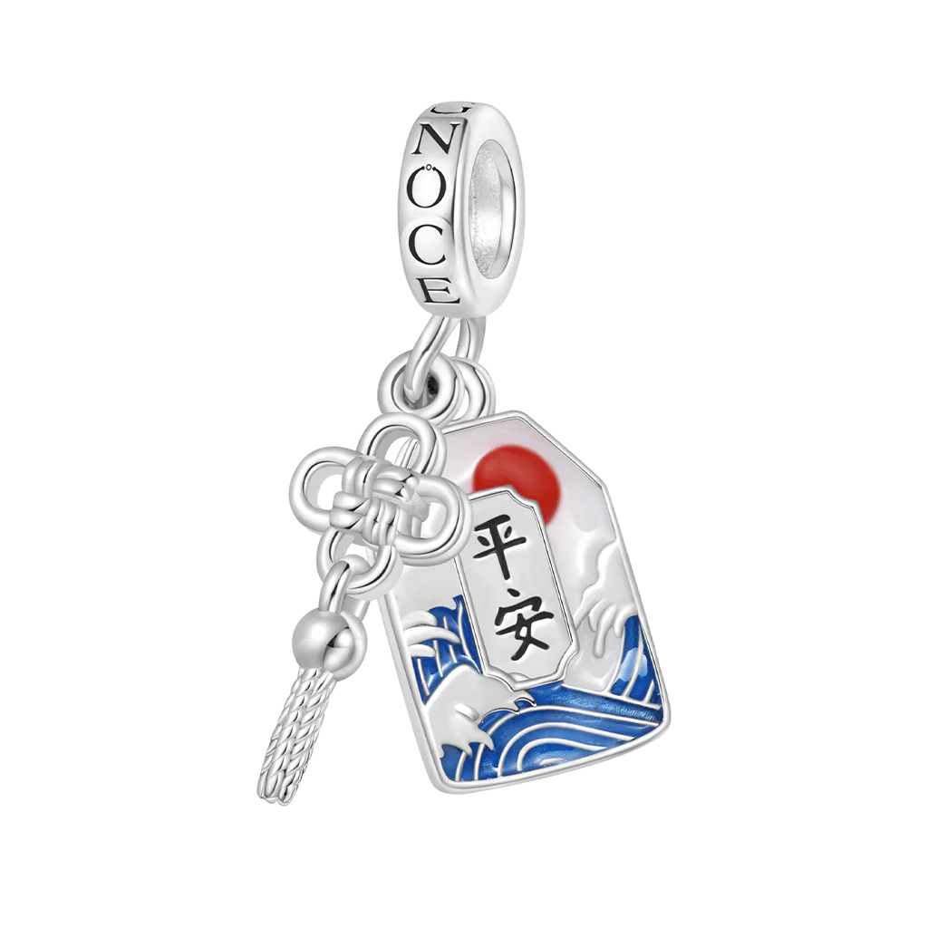 Gnoce Lucky Amulet Ukiyo-e Charm Platinum-plated Silver Blend