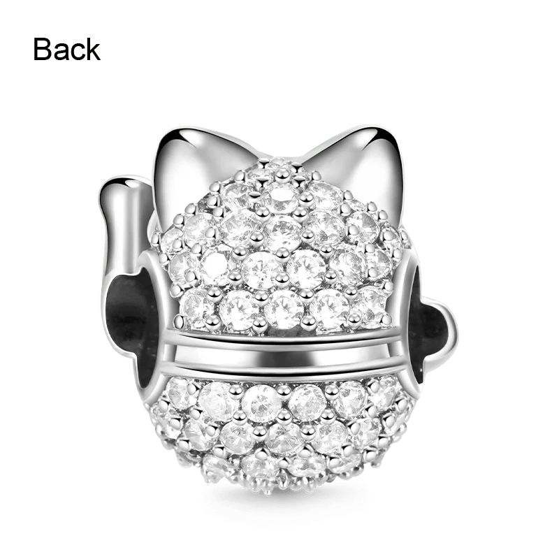 Gnoce Lucky Cat Charm Bead Fit Bracelet Platinum-plated Silver Blend - Image 3