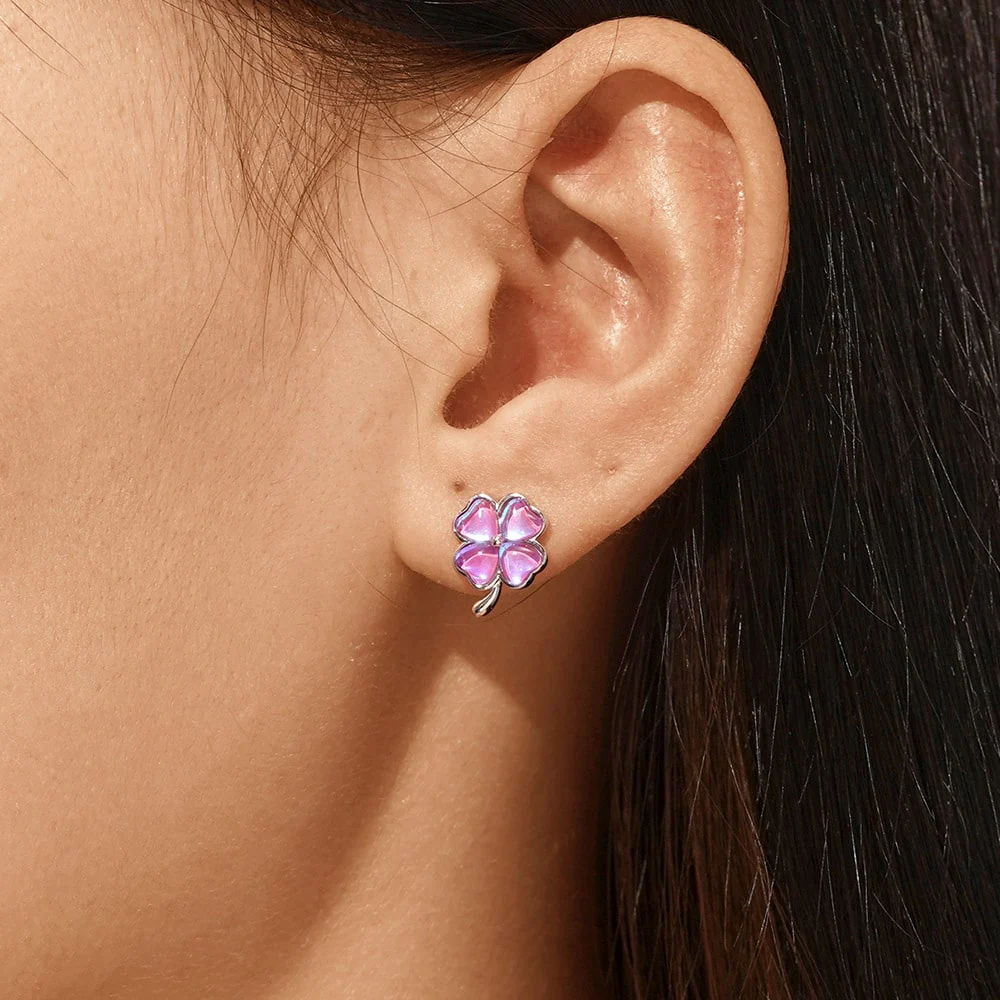 Gnoce Dazzling Colorful Lucky Clover Stud Earrings - Image 5