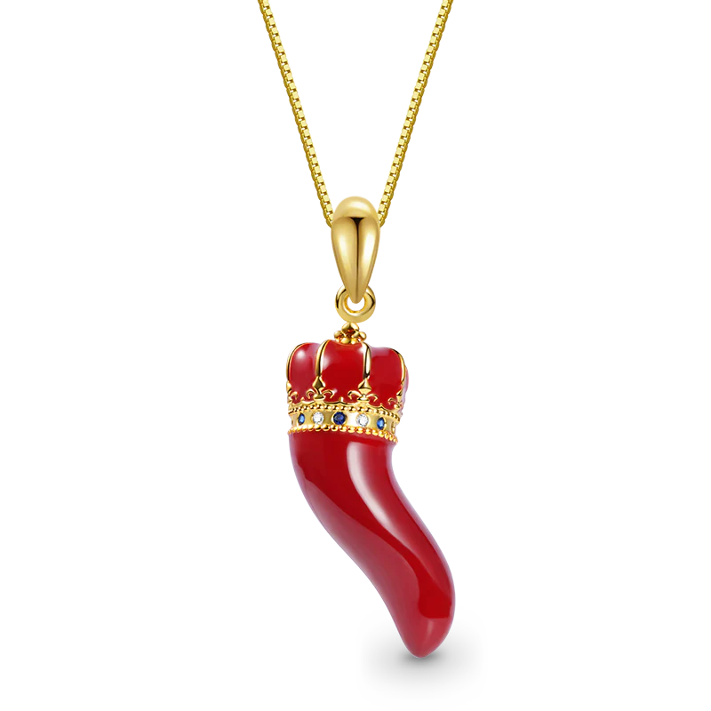 Gnoce Lucky Horn Necklace Platinum-plated Silver Blend