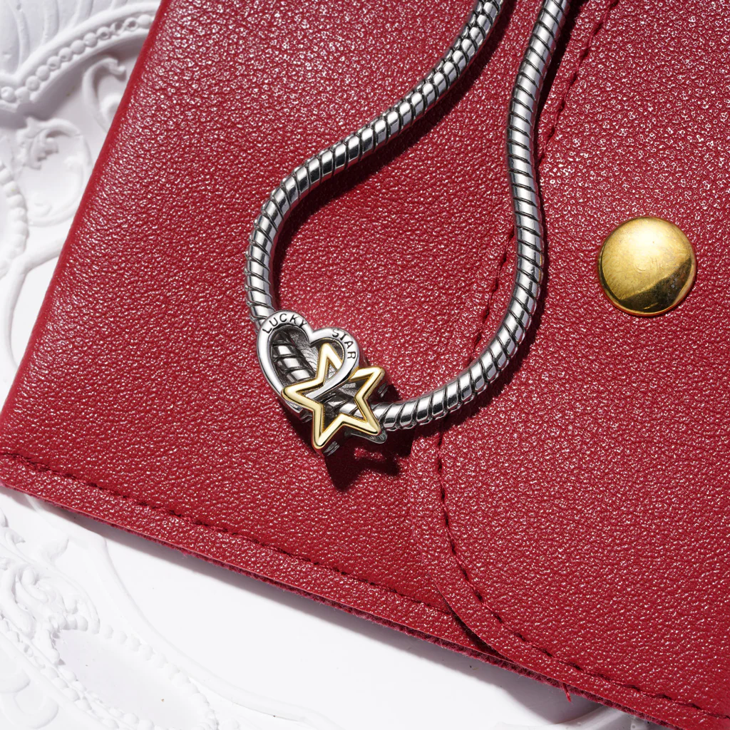 Gnoce Engravable Lucky Star & Heart Charm Platinum-plated Silver Blend - Image 3