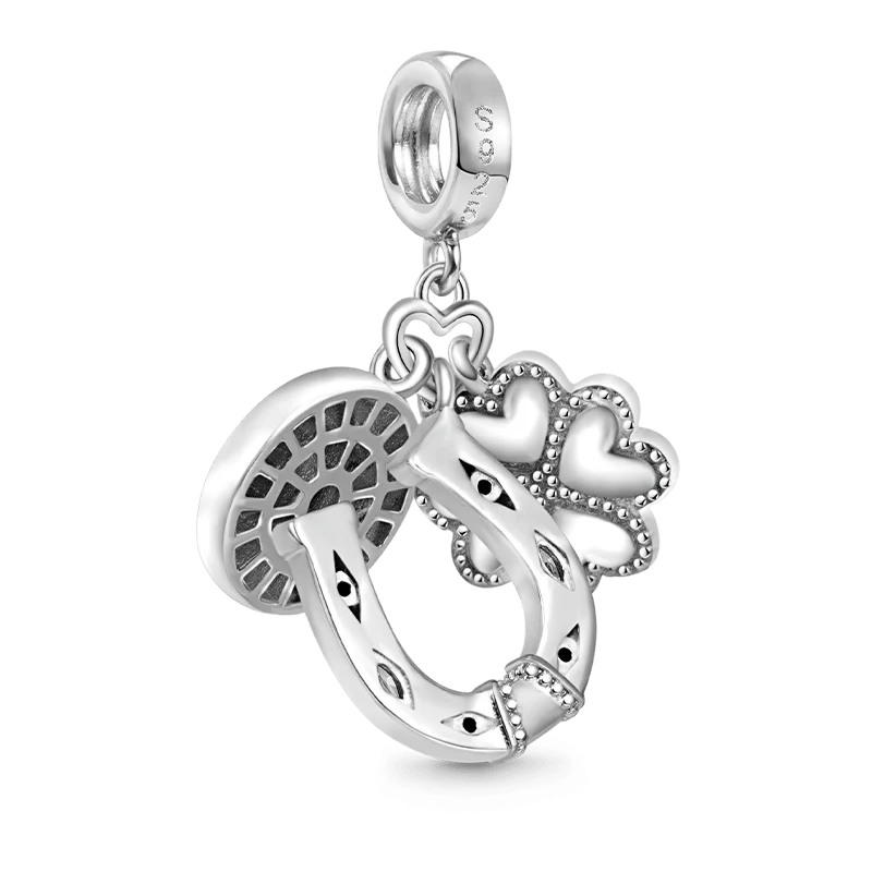 Gnoce Horseshoe, Clover & Devil's Eye Charm Platinum-plated Silver Blend - Image 2