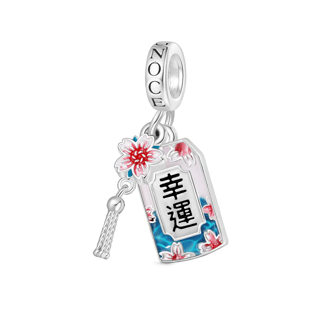 Gnoce Amulet Ukiyo-e Cherry Blossom Charm Platinum-plated Silver Blend