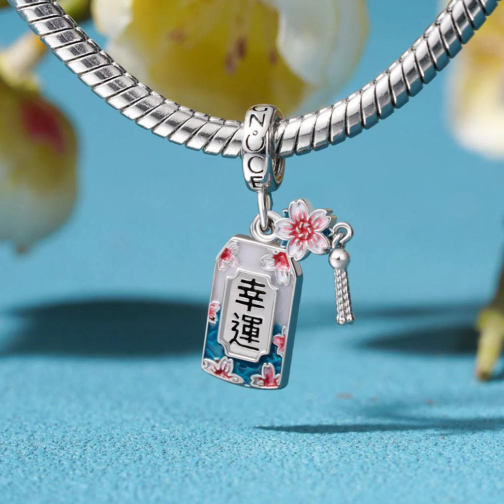 Gnoce Amulet Ukiyo-e Cherry Blossom Charm Platinum-plated Silver Blend - Image 3