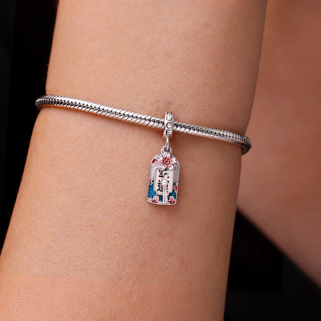 Gnoce Amulet Ukiyo-e Cherry Blossom Charm Platinum-plated Silver Blend - Image 5