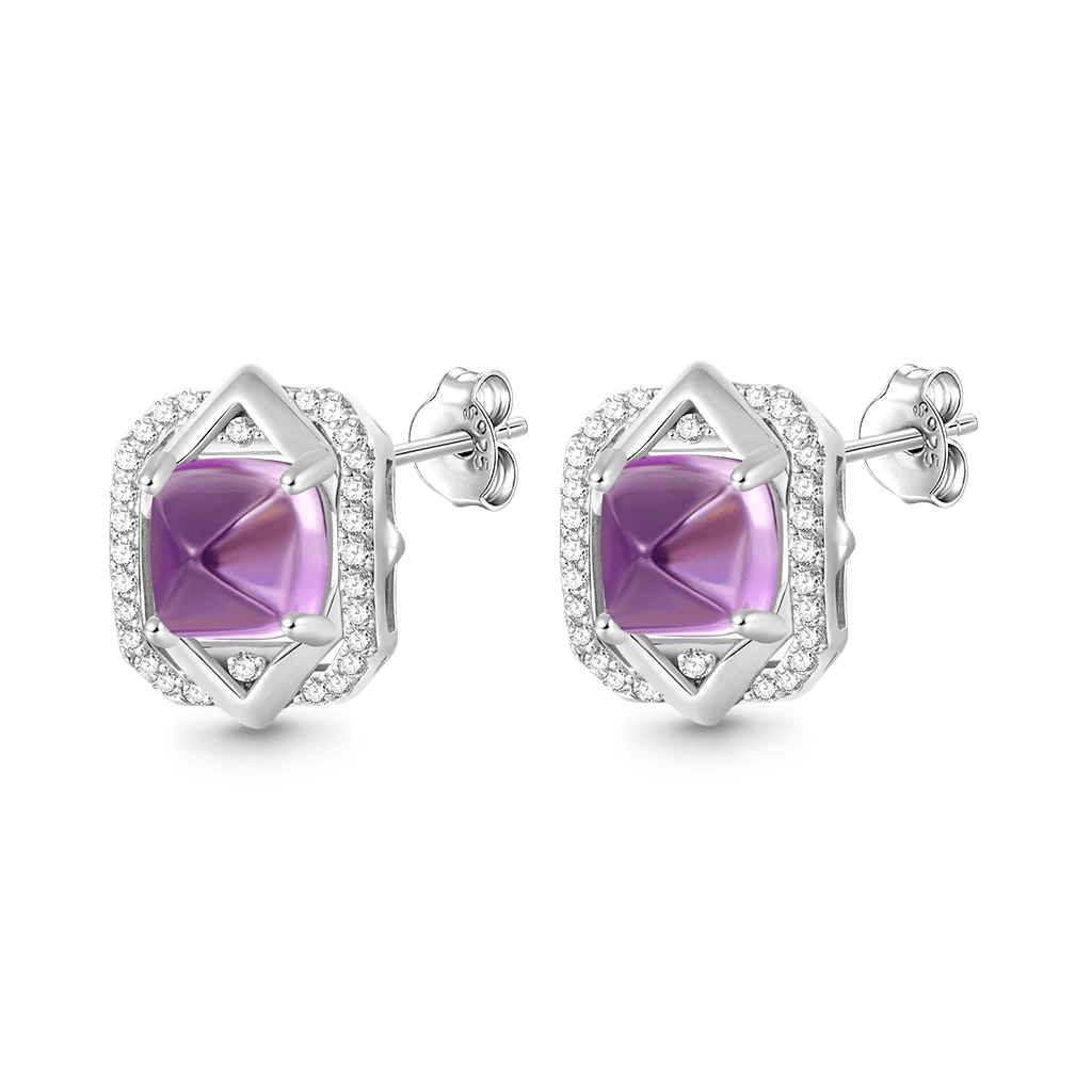 Gnoce Luxurious Amethyst Stud Earrings