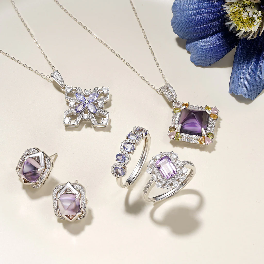 Gnoce Luxurious Amethyst Stud Earrings - Image 2