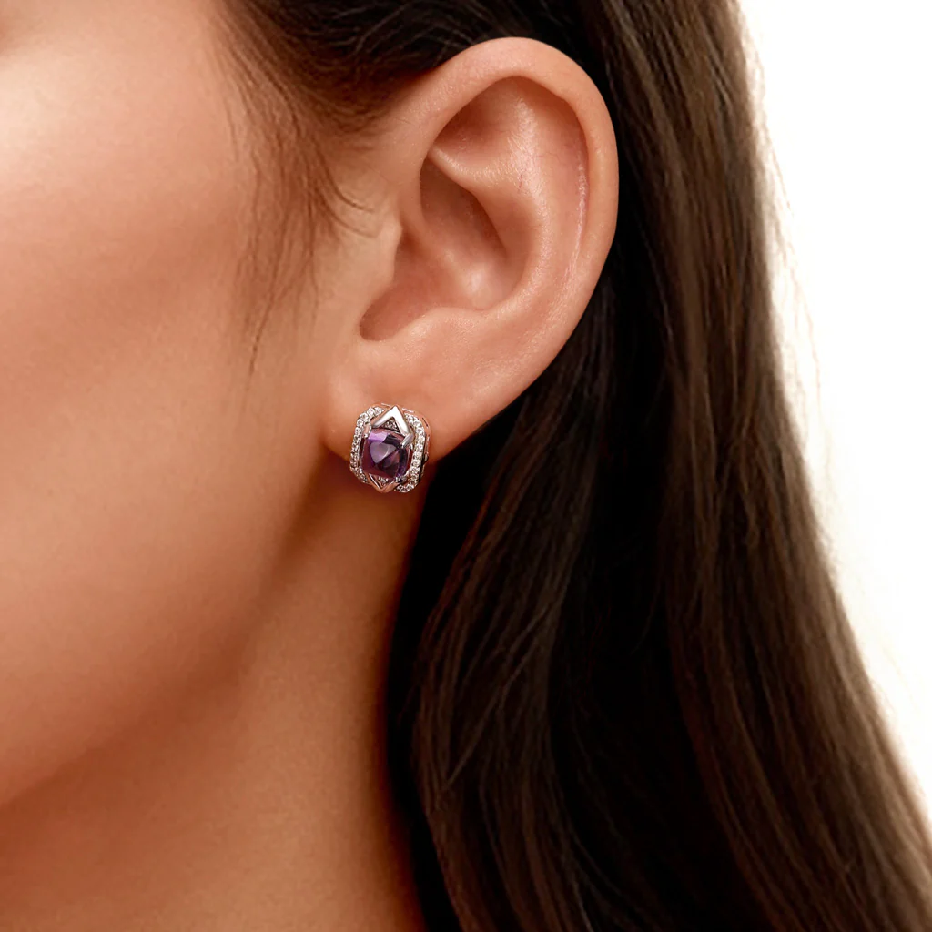 Gnoce Luxurious Amethyst Stud Earrings - Image 4