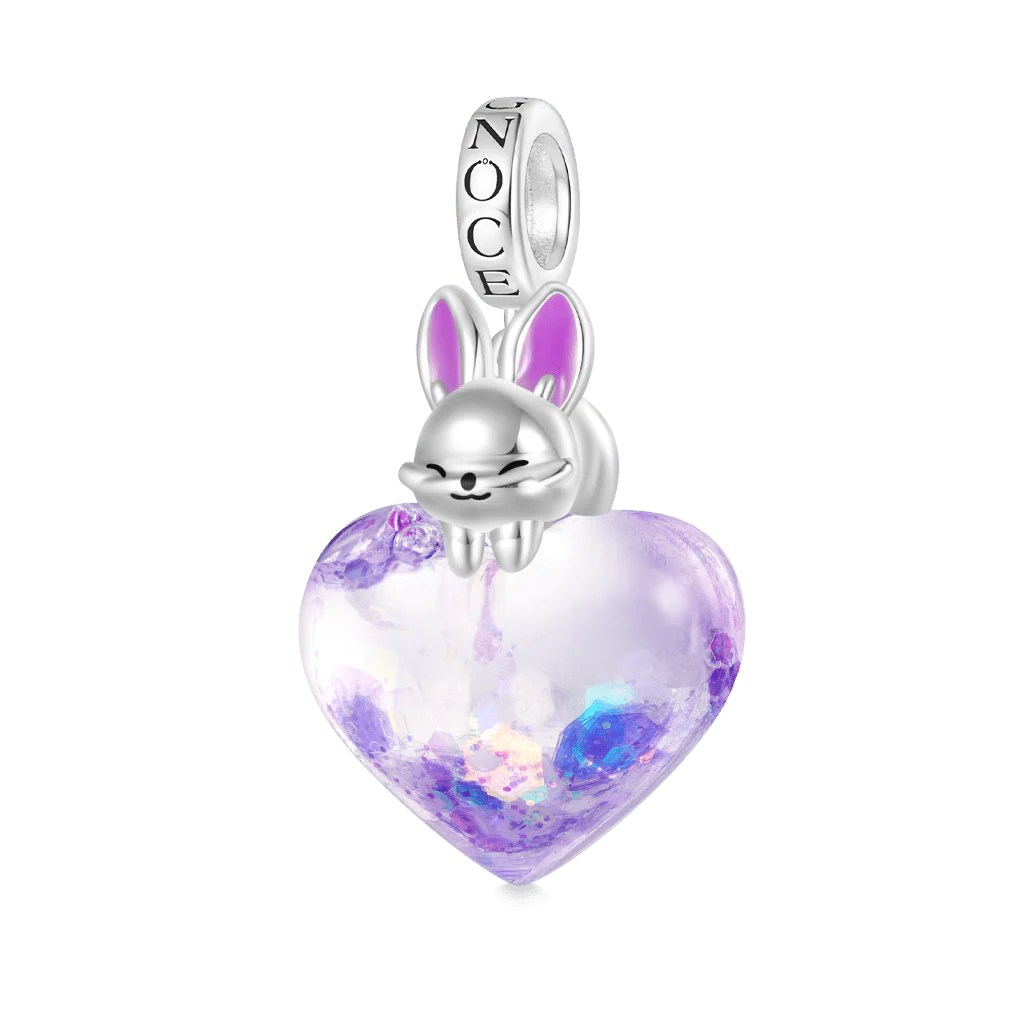 Gnoce Easter Bunny Glitter Charm Platinum-plated Silver Blend - Image 2