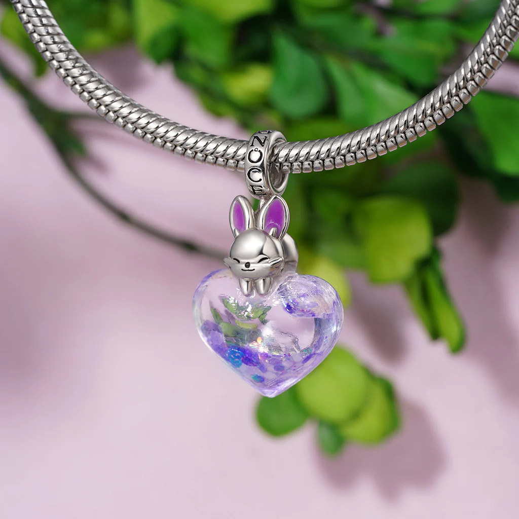 Gnoce Easter Bunny Glitter Charm Platinum-plated Silver Blend - Image 4