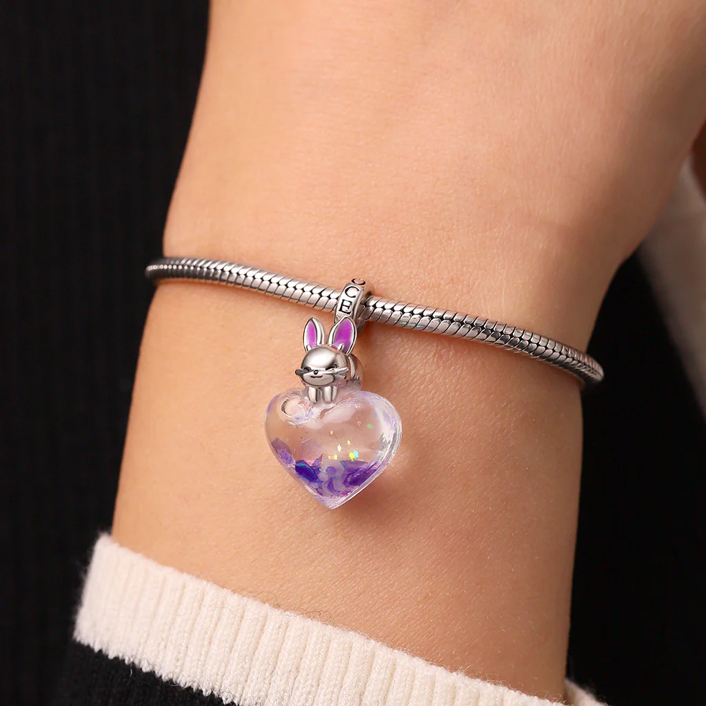 Gnoce Easter Bunny Glitter Charm Platinum-plated Silver Blend - Image 7