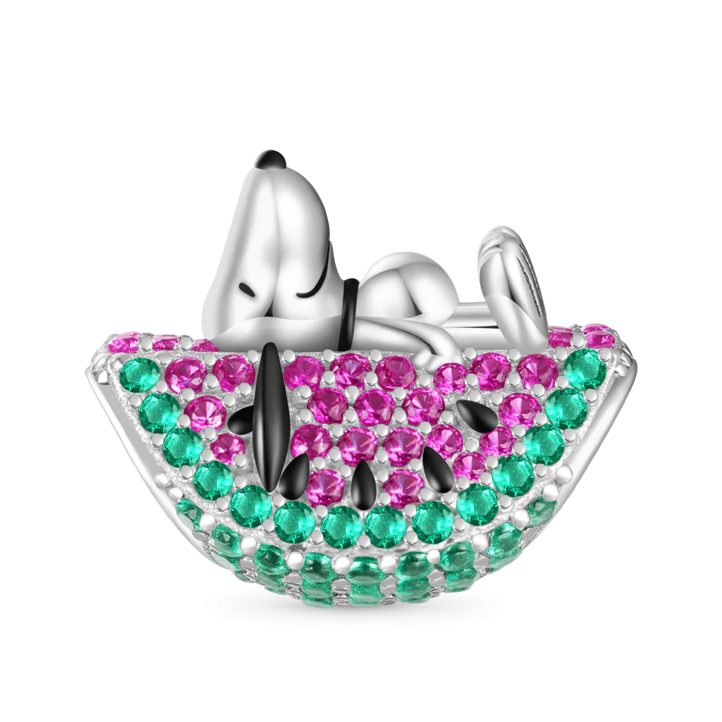 Gnoce Peanuts Lying Snoopy Watermelon Diamond Charm