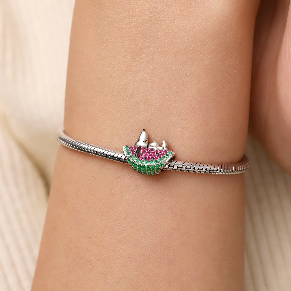 Gnoce Peanuts Lying Snoopy Watermelon Diamond Charm - Image 6