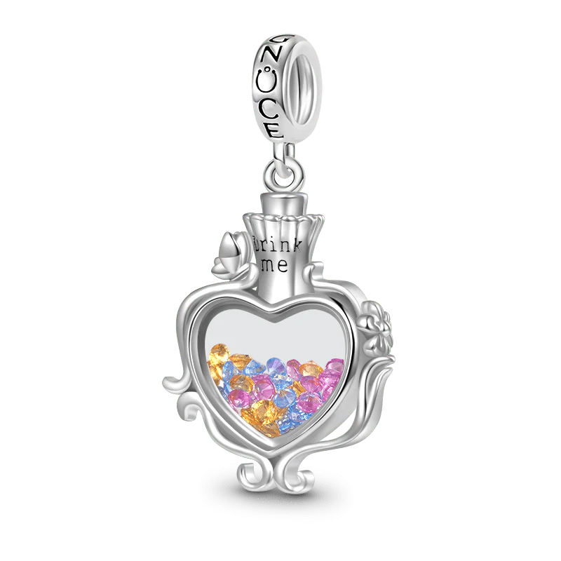 Gnoce Drink Me Magic Bottle Charm Platinum-plated Silver Blend