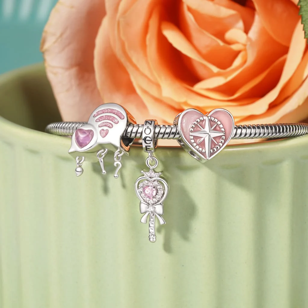 Gnoce Heart Magic Wand Pendant Dangle Charm - Image 3
