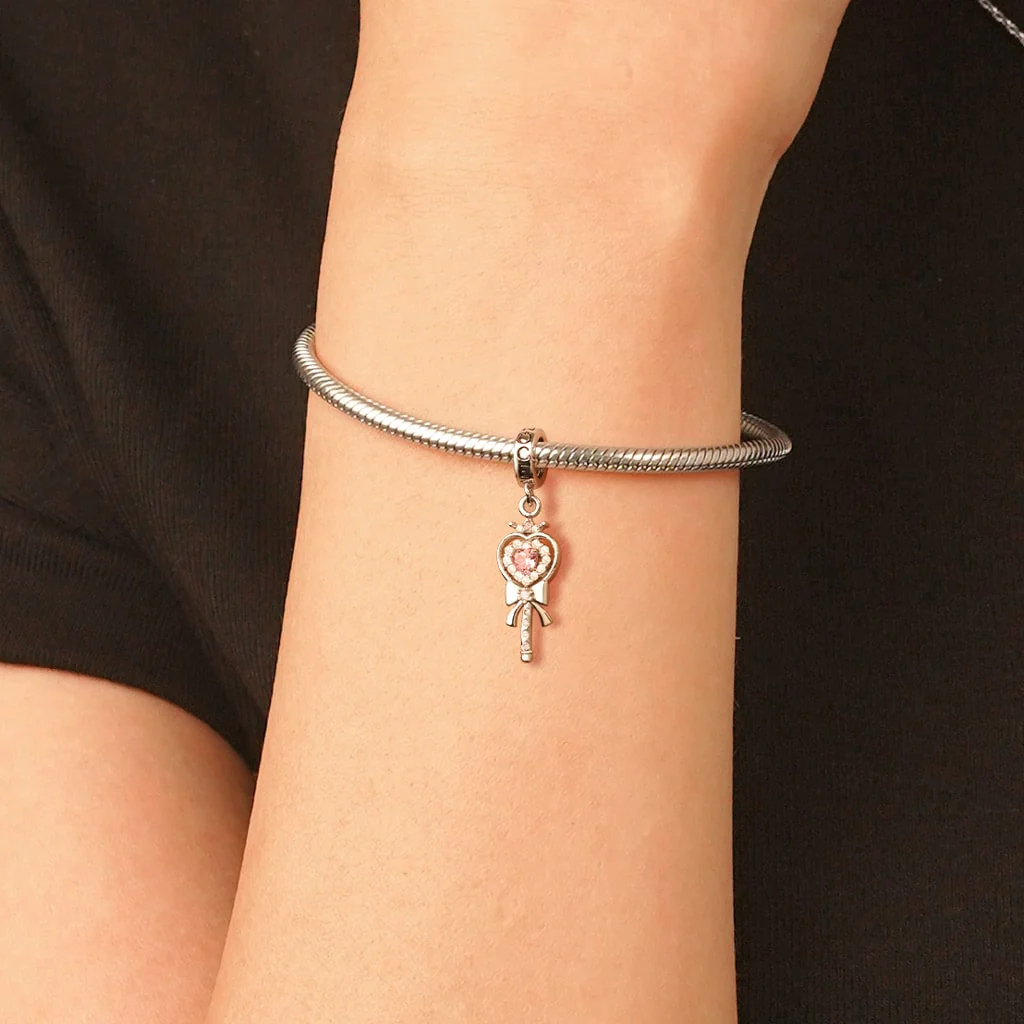 Gnoce Heart Magic Wand Pendant Dangle Charm - Image 6