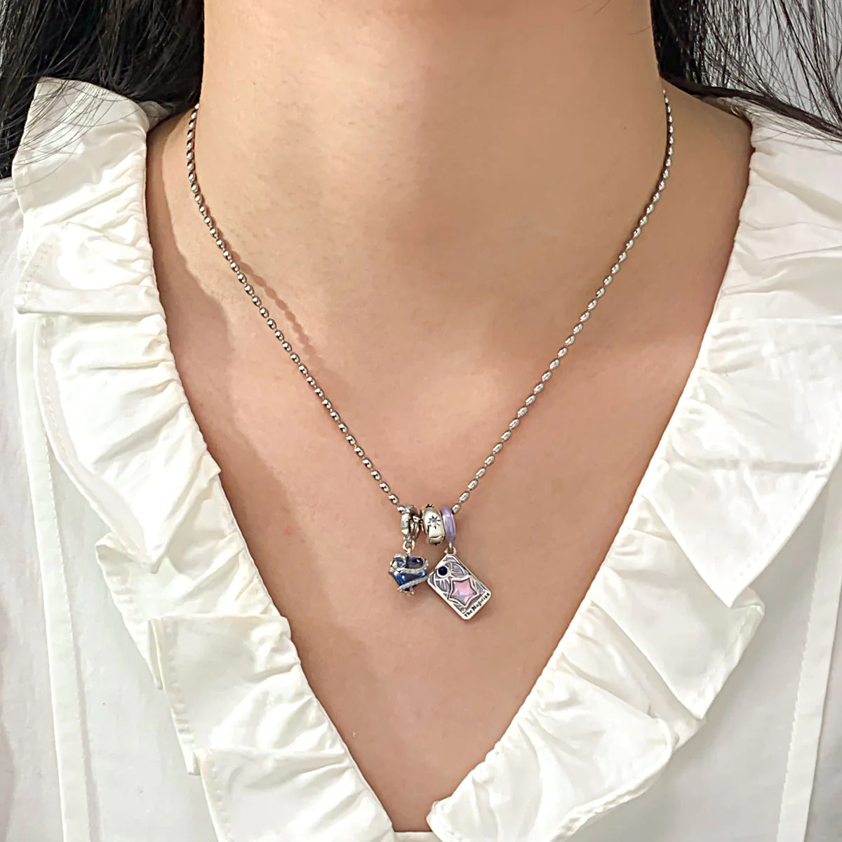 Gnoce Blue Magic Heart and the Magician Tarot Pendant Necklace Set - Image 2