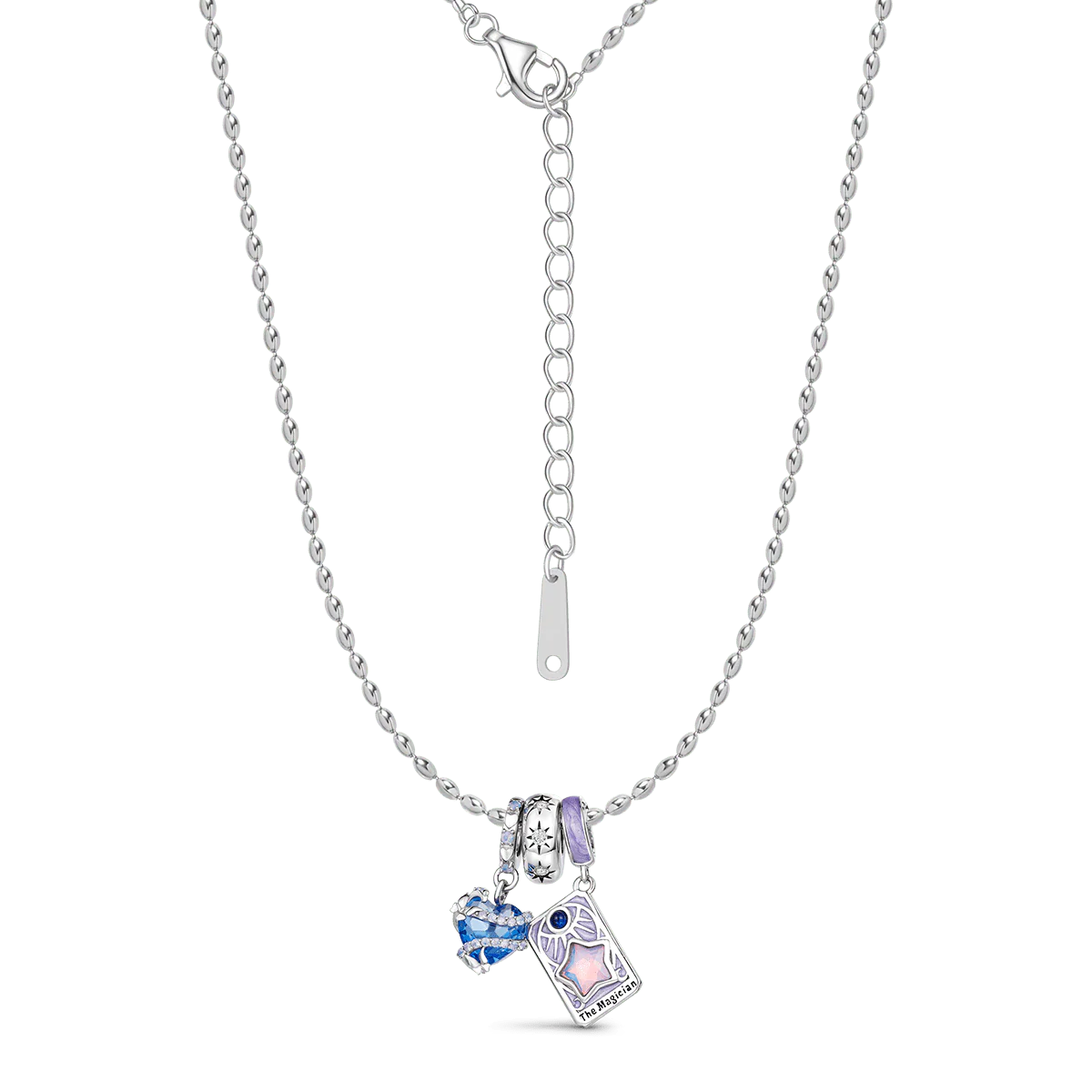Gnoce Blue Magic Heart and the Magician Tarot Pendant Necklace Set - Image 4