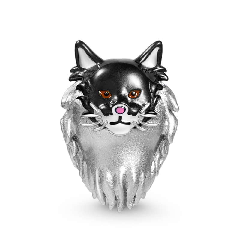 Gnoce Maine Coon Cat Charm Platinum-plated Silver Blend