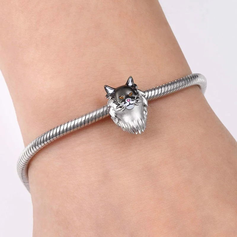 Gnoce Maine Coon Cat Charm Platinum-plated Silver Blend - Image 3
