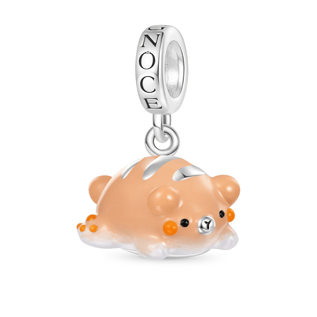 Gnoce Maku the Bread Bear Charm Platinum-plated Silver Blend