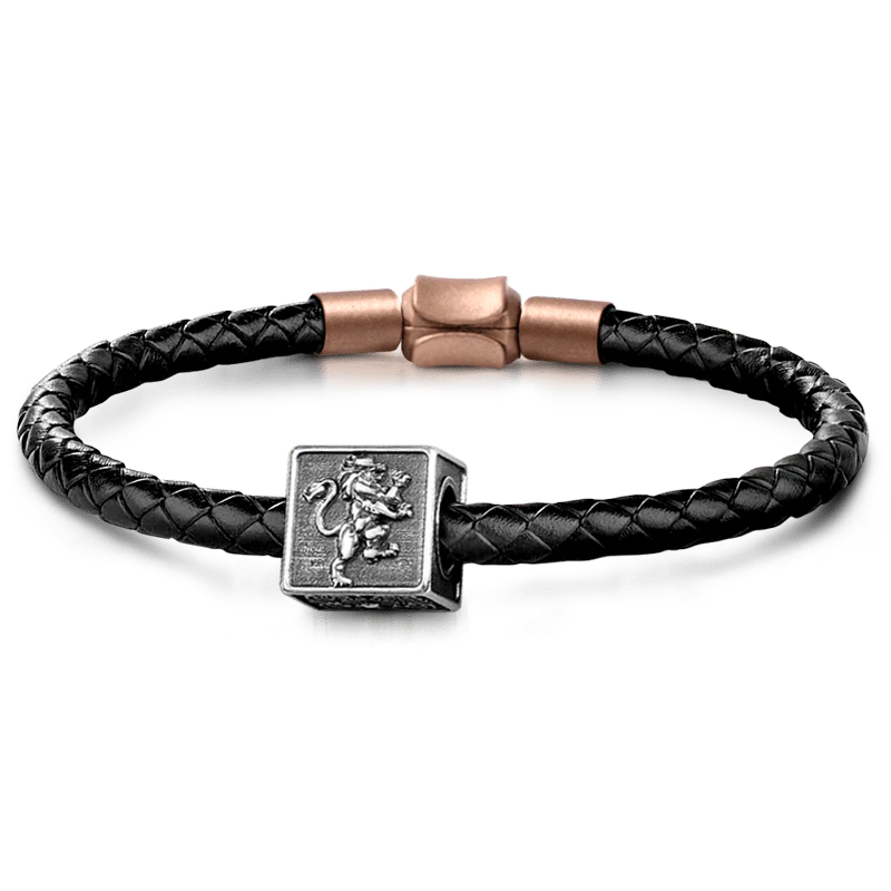 Gnoce Male Lion Men's Vintage Charm Platinum-plated Silver Blend
