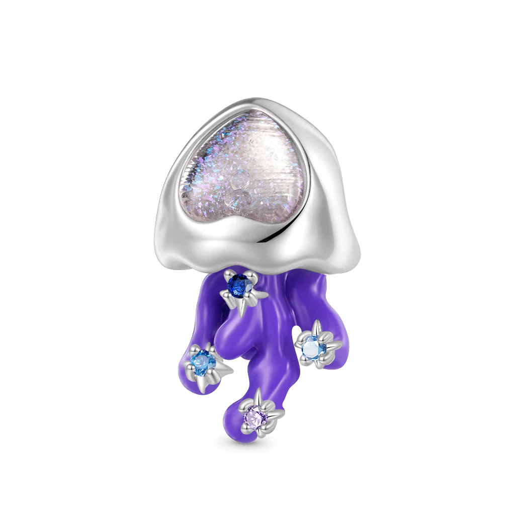 Gnoce Glow-in-the-Dark Marine Jellyfish Charm Platinum-plated Silver Blend - Image 2