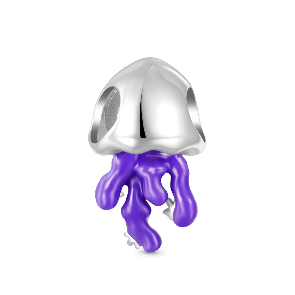 Gnoce Glow-in-the-Dark Marine Jellyfish Charm Platinum-plated Silver Blend - Image 3
