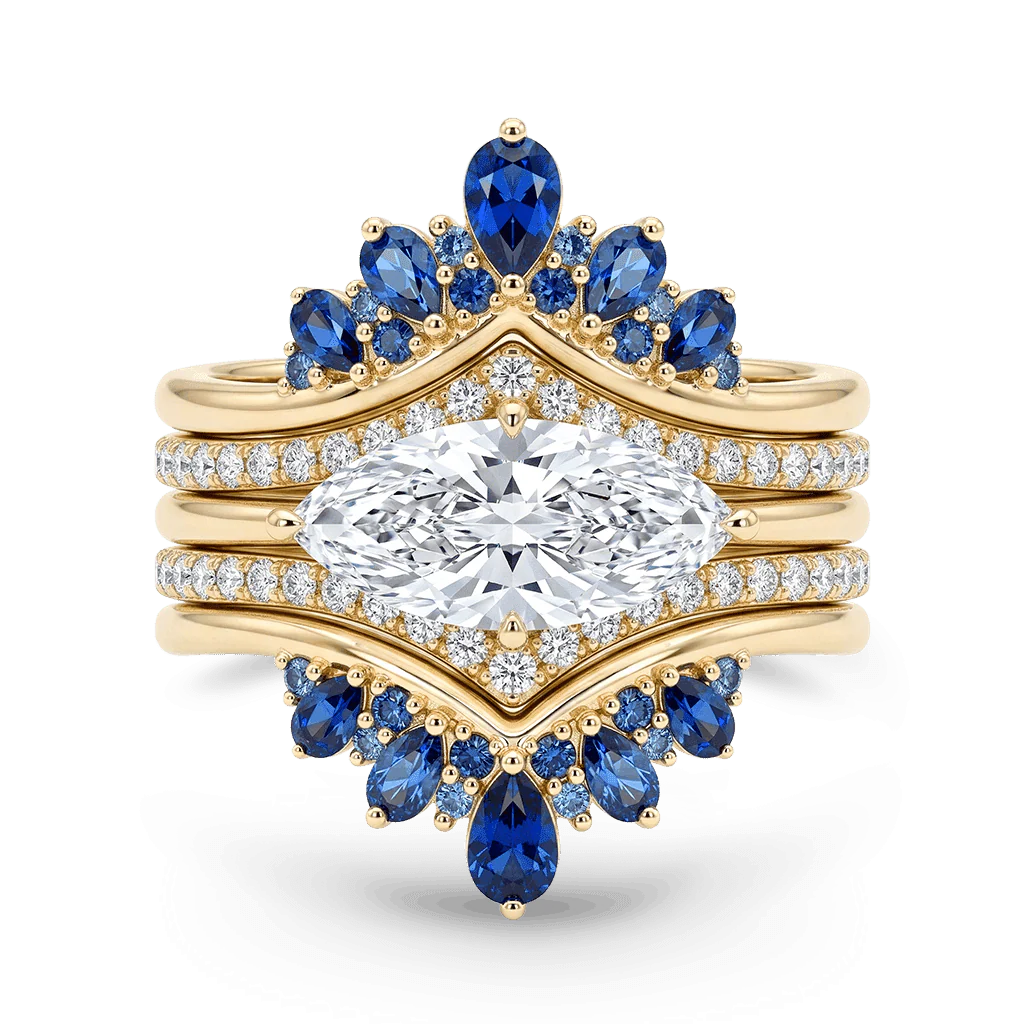 Gnoce Marquise-Cut Engagement Ring Set