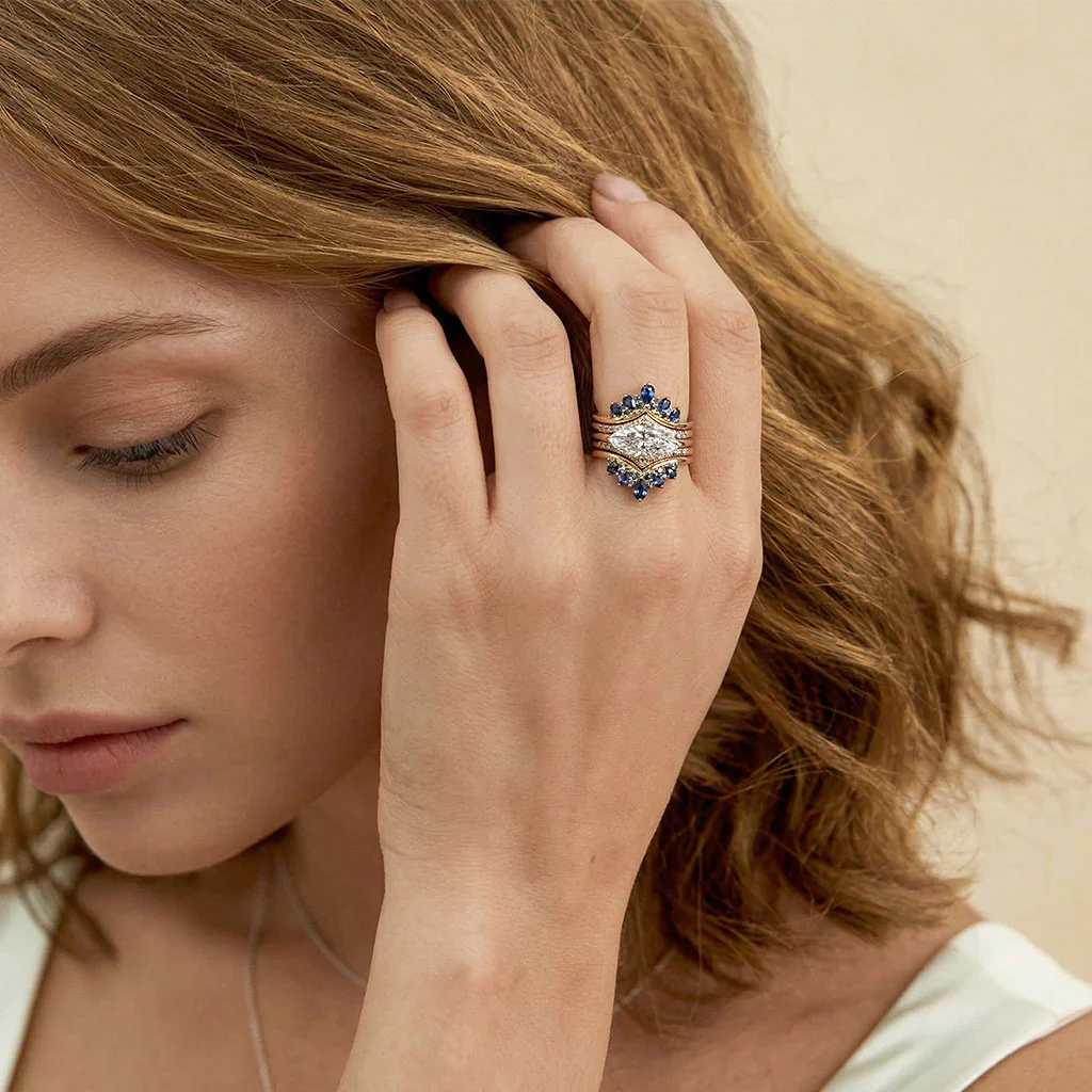 Gnoce Marquise-Cut Engagement Ring Set - Image 3