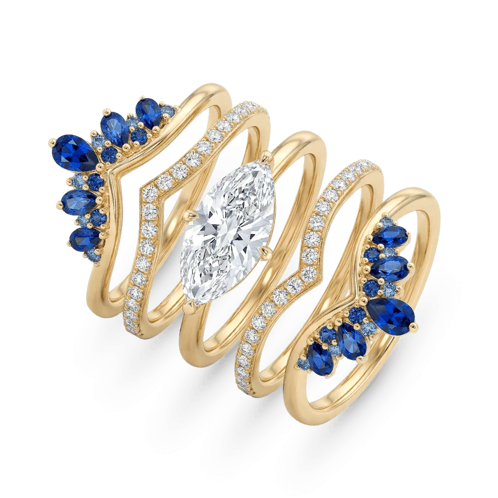 Gnoce Marquise-Cut Engagement Ring Set - Image 4
