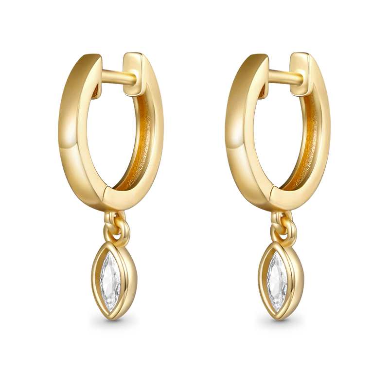 Gnoce Marquise Diamond Drop Earrings Platinum-plated Silver Blend