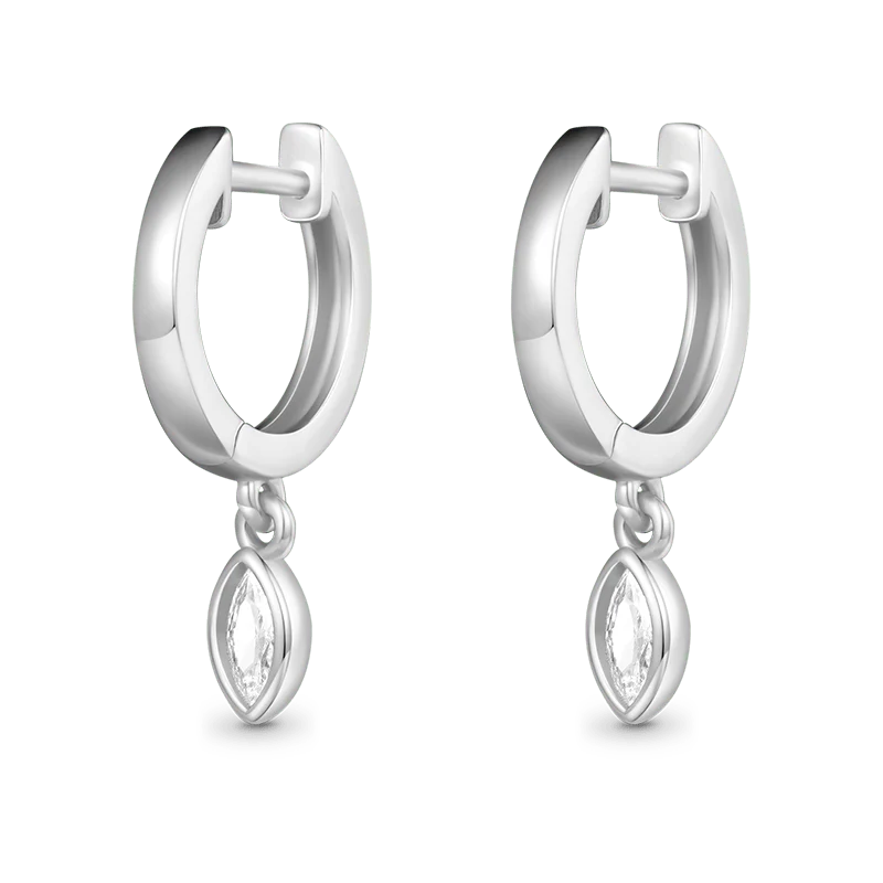 Gnoce Marquise Diamond Drop Earrings Platinum-plated Silver Blend - Image 2