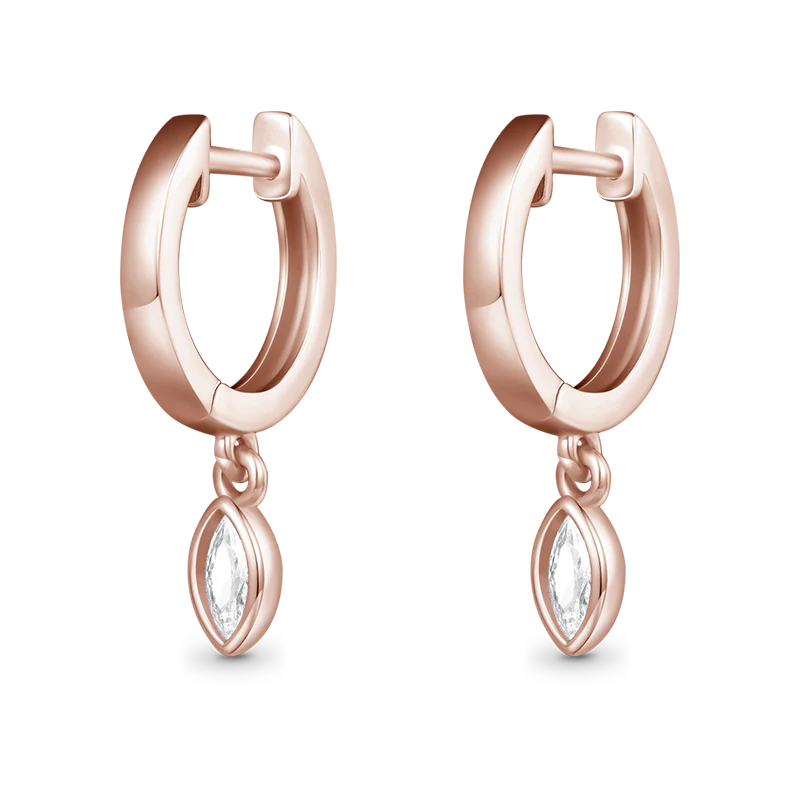 Gnoce Marquise Diamond Drop Earrings Platinum-plated Silver Blend - Image 3
