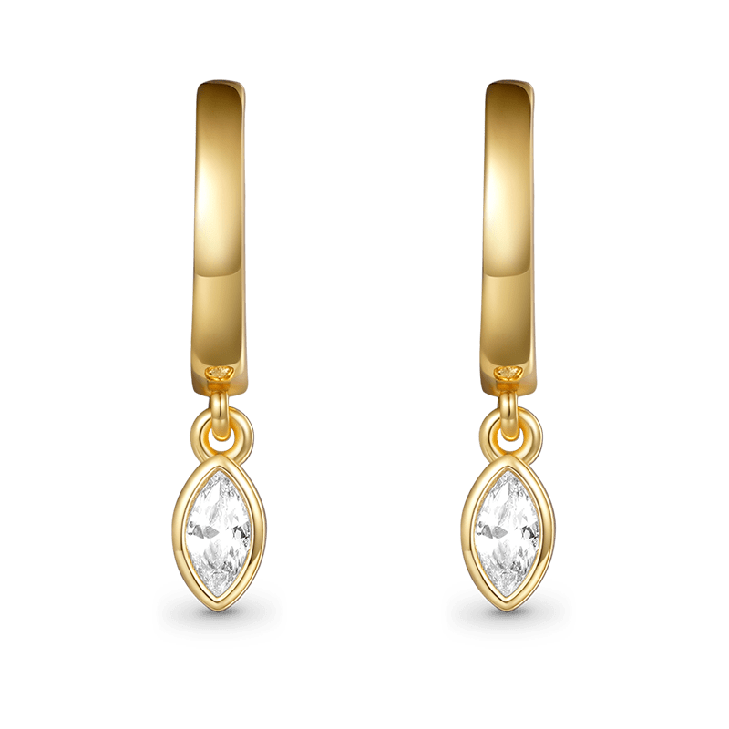 Gnoce Marquise Diamond Drop Earrings Platinum-plated Silver Blend - Image 4