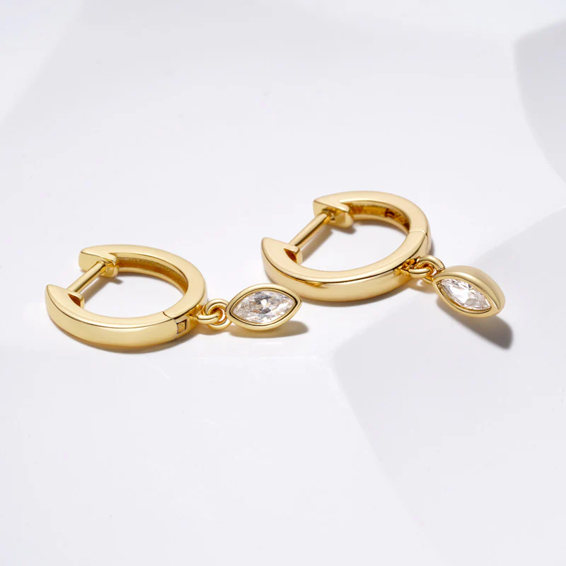 Gnoce Marquise Diamond Drop Earrings Platinum-plated Silver Blend - Image 5