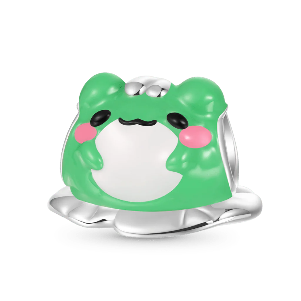 Gnoce Fuwuffle Matcha the Lucky Frog Charm Platinum-plated Silver Blend