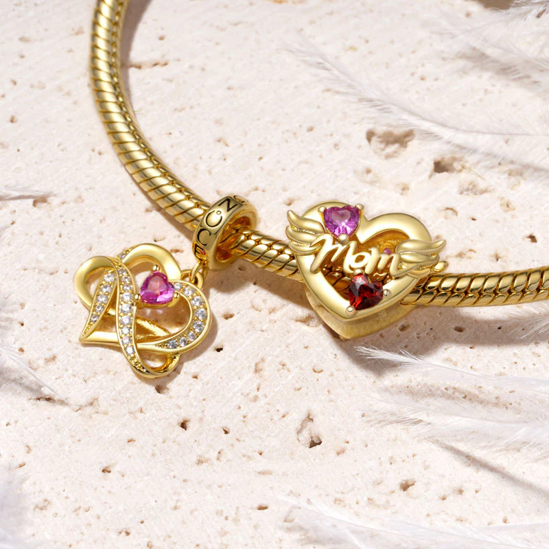 Gnoce Maternal Love Heart Charm Platinum-plated Silver Blend - Image 2