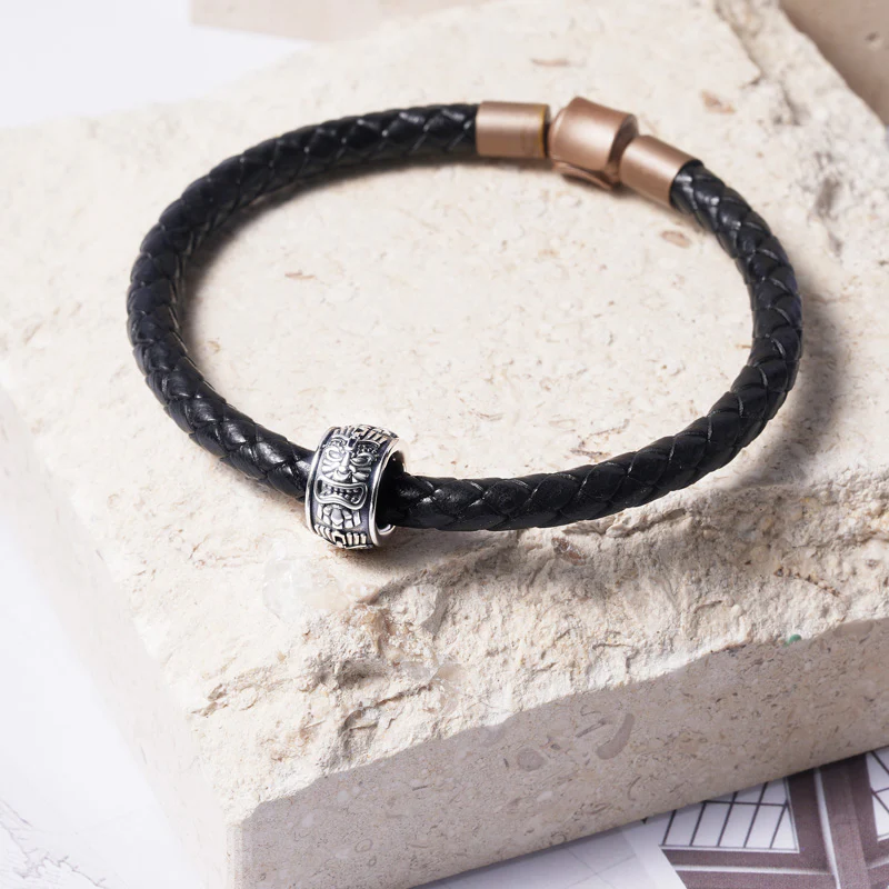 Mayan Statue Men's Charm Bead Sterling Siver fit Men's Bracelet Jewelry for Men - Image 2