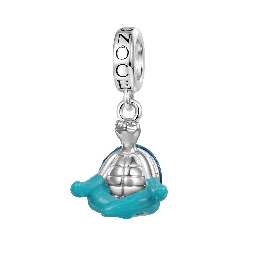 Gnoce Meditating Sea Turtle Glow-in-the-Dark Charm Platinum-plated Silver Blend