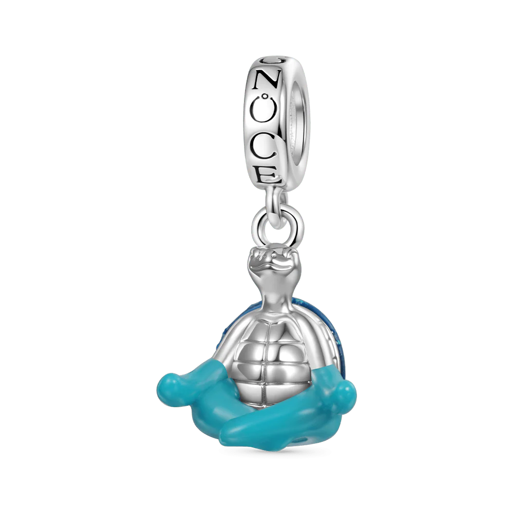 Gnoce Meditating Sea Turtle Glow-in-the-Dark Charm Platinum-plated Silver Blend - Image 2