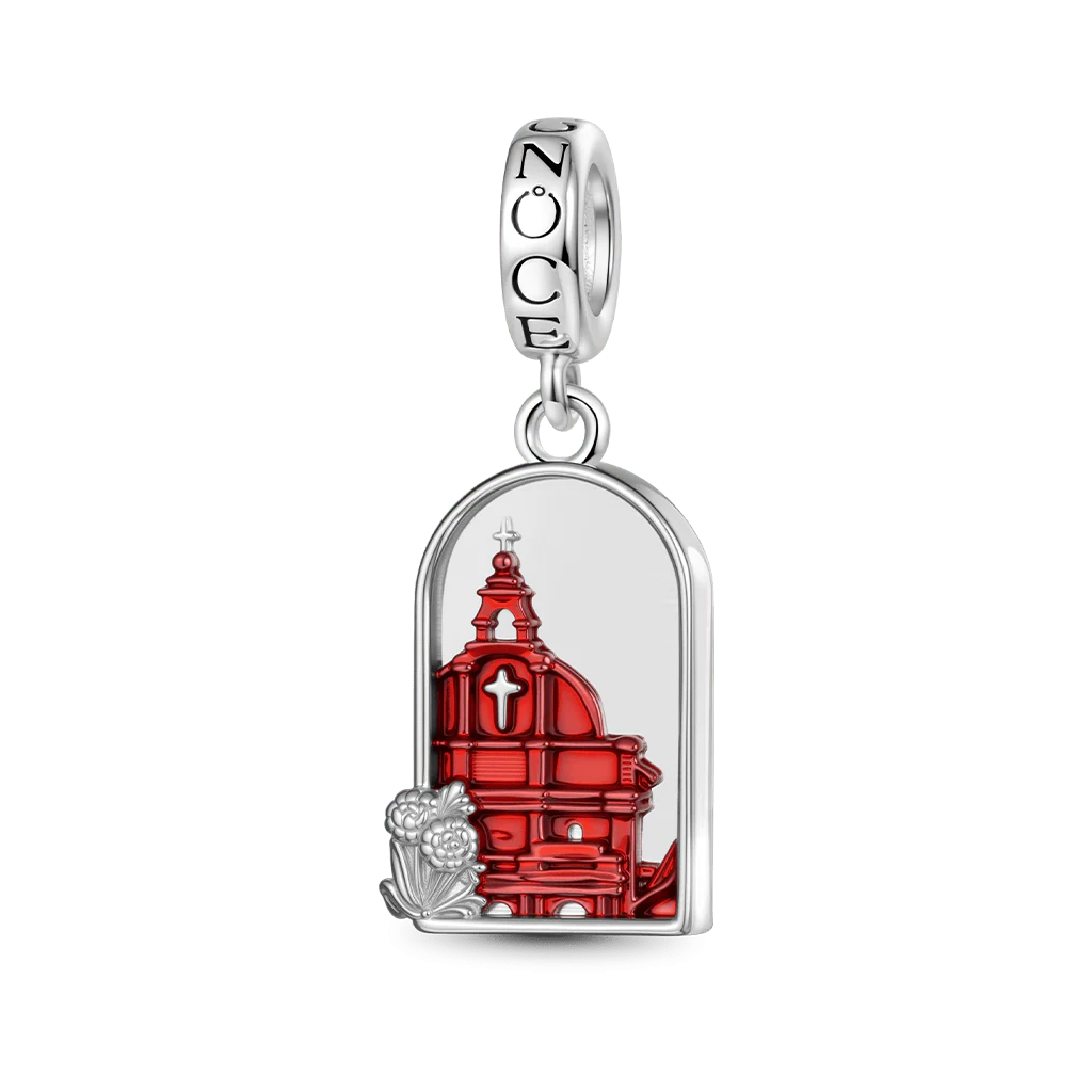 Gnoce Malaysia Melaka Stadthuys Charm Platinum-plated Silver Blend