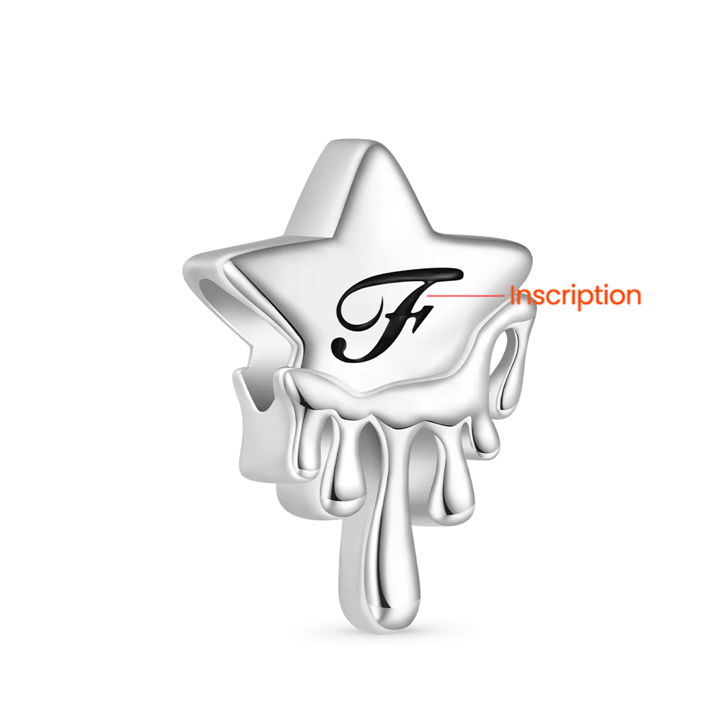 Gnoce Melted Five-pointed Star Engravable Birthstone Charm Platinum-plated Silver Blend - Image 2